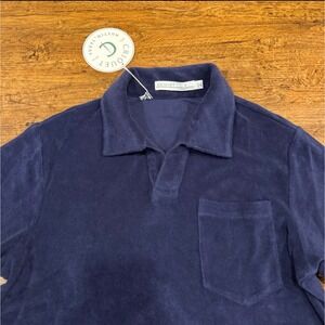 Criquet‎ Blue Terry Cloth Golf Casual Cotton Short Sleeve Polo Shirt Men's Small